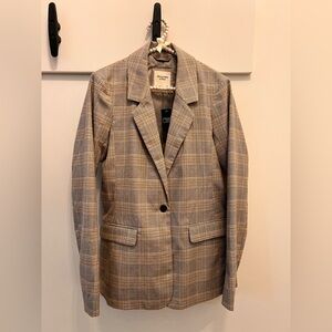 Abercrombie & Fitch Women's Plaid Blazer - Brown and White